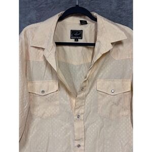 Roper Shirt Mens XL Western Pearl Snap‎ Button Up Yellow Flap Pockets Vintage